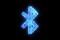 Bluetooth neon sign on black background, isolate