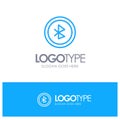 Bluetooth, Ui, User Interface Blue Outline Logo Place for Tagline