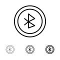 Bluetooth, Ui, User Interface Bold and thin black line icon set