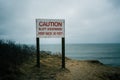 Bluff Undermined sign at Camp Hero State Park, Montauk, New York Royalty Free Stock Photo