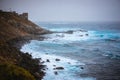 Bluff volcanic coastline in Sinagoga with stormy atlantic ocean. Trekking trail from Ponta do Sol to Pombas, Paul valley