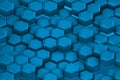 Bluish construction of architectural hexagons.