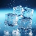 Bluish crystal clear ice cubes illustration