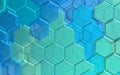 Bluish glass hexagons in geometric background