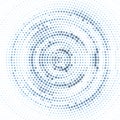 Bluish grey dotted circle with halftone effect. Simple vector graphics