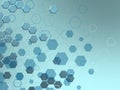 BluISH hexagons in differnts shaphes with bright bACKGROUND Royalty Free Stock Photo
