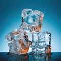 Bluish and reddish crystal clear ice cubes illustration