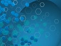 BLUISH TECH Hexagons in differnts shaphes OVER BLUISH bACKGROUND Royalty Free Stock Photo