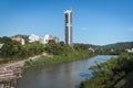 Blumenau Skyline view and ItajaÃÂ­-AÃÂ§u River - Blumenau, Santa Catarina, Brazil Royalty Free Stock Photo