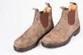 Blundstone footwear new brown pair of shoes working boots on white background