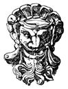 Blunt Grotesque Mask is found in the castle of Ecouen in France in 1538, vintage engraving Royalty Free Stock Photo