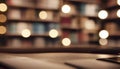 Blur abstract background of book on bookshelves cozy style in bookstore. Blurry view library with literature