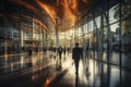 Blur abstract background of business people walking in the walkway of building office silhouettes motion style Royalty Free Stock Photo