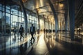 Blur abstract background of business people walking in the walkway of building office silhouettes motion style Royalty Free Stock Photo