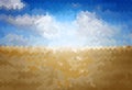 Blur background with blue sky over the steppe