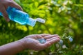 Blur background of clean hand alcohol gel sanitizer for hygiene protectiton