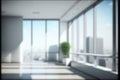 Blur background of empty modern office background in city center . Workspace interior design . Royalty Free Stock Photo