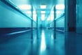 blur background professional hospital hallway minimal text visually appealing graphics calm blue tones crisp highresolution