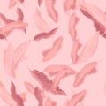Blur Banana Backdrop. Pink Seamless Painting. Coral Tropical Design. Pattern Decor. Watercolor Background. Floral Set. Summer Text Royalty Free Stock Photo