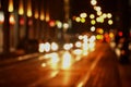 blur bokeh of light on traffic street in the dark night city background Royalty Free Stock Photo