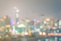 Blur city background rooftop view of Bangkok cityscape business building landscape night lights bokeh Royalty Free Stock Photo