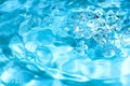 Blur clear blue abstract water with bubbles Royalty Free Stock Photo