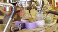 Blur coffee shop or cafe restaurant with abstract bokeh light image background. People in store Blur Background or design key Royalty Free Stock Photo