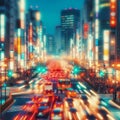 Blur focus of busy intersection with traffic lights Royalty Free Stock Photo