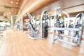 Blur gym background fitness center or health club with blurry sports exercise equipment for aerobic workout Royalty Free Stock Photo