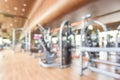 Blur gym background fitness center or health club with blurry sports exercise equipment for aerobic workout Royalty Free Stock Photo