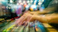 A blur of hands typing feverishly on keyboards as attendees compete in a coding competition at a tech convention Royalty Free Stock Photo