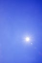 Blur image of a Beautiful morning Sun shines in blue sky.sunburst with Lens flare light over black background