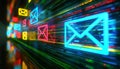 blur image of email and envelope on abstract technology concept background.Email and sms marketing concept Royalty Free Stock Photo