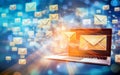 blur image of email and envelope on abstract technology concept background.Email and sms marketing concept Royalty Free Stock Photo