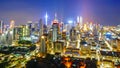 Blur image of Kuala Lumpur city skyline during blue hour. Royalty Free Stock Photo