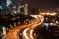 Blur image of Kuala Lumpur city, star bokeh shape