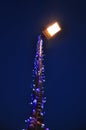 Metal lamppost decorated with light