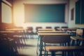 Blur image of small classroom , use for background