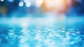 Blur light of bar or pub reflection on blue water swimming pool, summer party Royalty Free Stock Photo