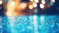 Blur light of bar or pub reflection on blue water swimming pool, summer party Royalty Free Stock Photo