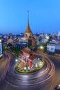 Blur light of car moving at Odean circle landmark in Thailand Royalty Free Stock Photo