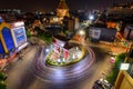 Blur light of car moving at Odean circle landmark in Thailand Royalty Free Stock Photo