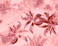 Blur Monstera Texture. Pink Watercolor Design. Coral Banana Leaf Backdrop. Fuchsia Seamless Jungle. Pattern Design. Tropical Palm.