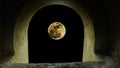 the blur moon look through a tunnel