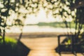 Blur nature green bokeh with small bridge. Royalty Free Stock Photo