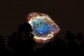 blur nebula back on night cloud sunset sky silhouette tree