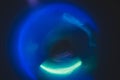 Blur neon blue glow lens flare dark circle light