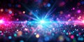 Blur Neon Light with Lens Flare and Bokeh Flash Gleam on Dark Background Royalty Free Stock Photo