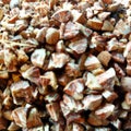 Blur pic of betel nuts in small size pieces Royalty Free Stock Photo