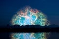 blur reflection Crabmosaic galaxy nebula back on night cloud sunset sky silhouette tree Royalty Free Stock Photo